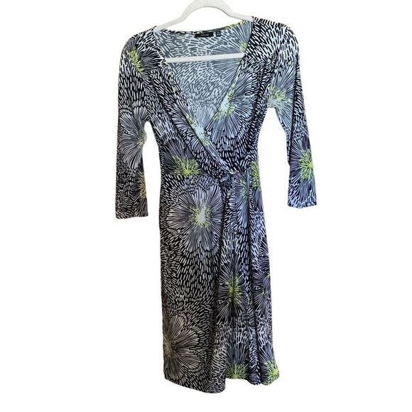 APT. 9 Womens Size XS Multicolor Floral Abstract Print Surplice Faux Wrap Dress - Picture 1 of 7